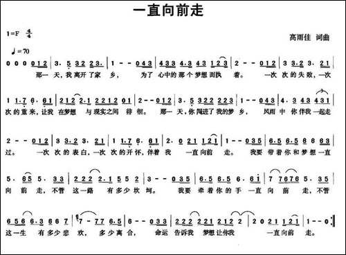 一直向前走-高雨佳-词曲