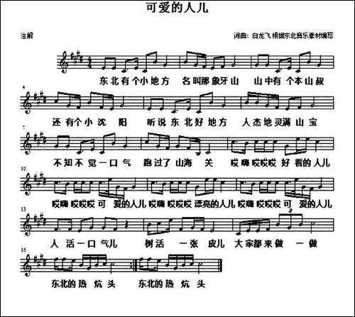 可爱的人儿-五线谱