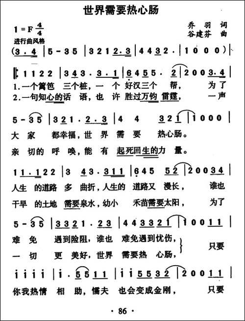 世界需要热心肠-乔羽词-谷建芬曲