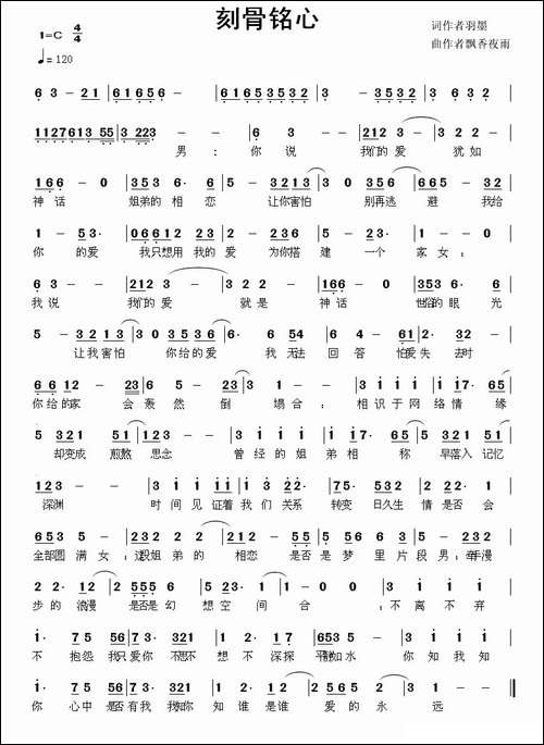 刻骨铭心-羽墨词-飘香夜雨曲