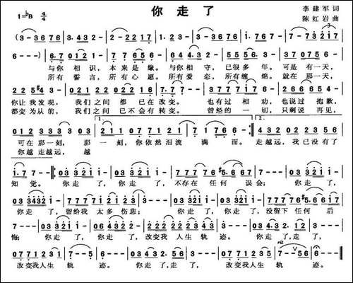 你走了-李建军词-陈红岩曲