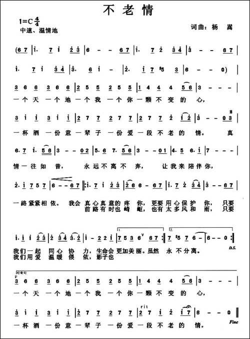 不老情-杨嵩-词曲