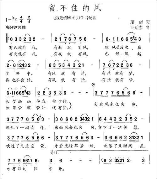 留不住的风-电视剧《丐王》片尾曲