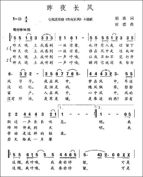 昨夜长风-电视剧《昨夜长风》主题曲