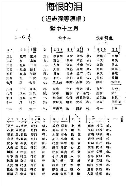 狱中十二月-《悔恨的泪》曲十二