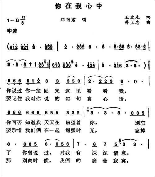 你在我心中-王文远词-井上忠夫曲