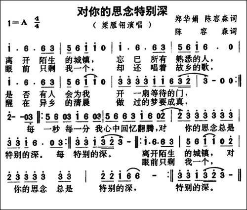 对你的思念特别深