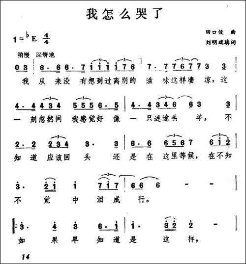 我怎么哭了-刘明瑞填词词-田口俊曲