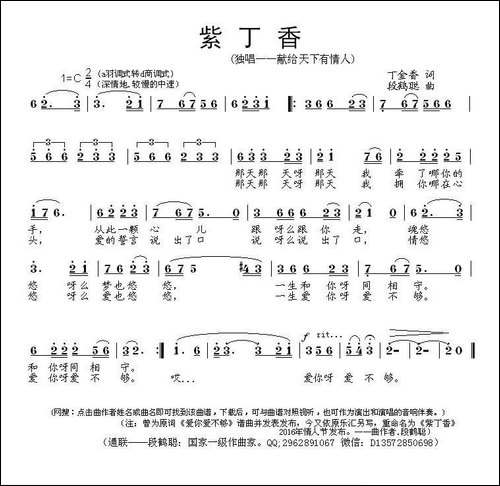 紫丁香-丁金香词-段鹤聪曲
