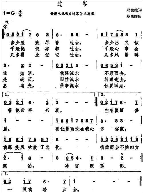 过客-香港电视剧《过客》主题歌