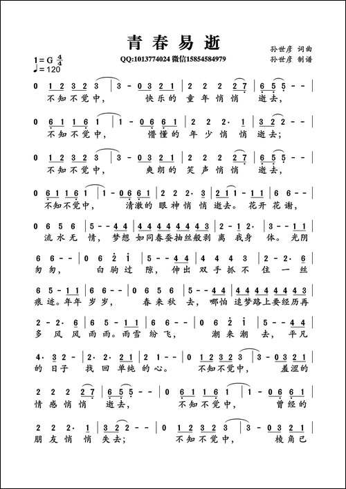 青春易逝-孙世彦词曲
