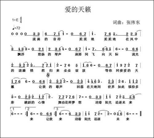 爱的天籁-张伟东-词曲