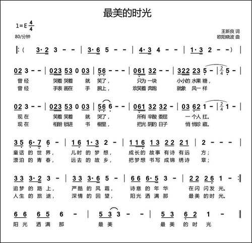 最美的时光-王新良词-欧阳晓波曲