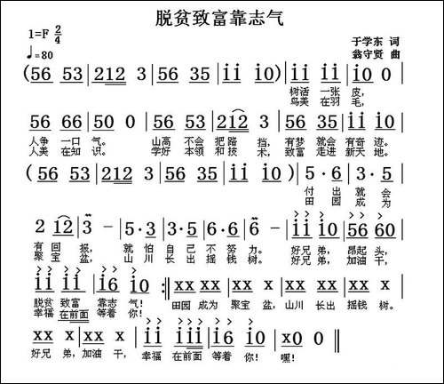脱贫致富靠志气-于学东词-翁守贤曲