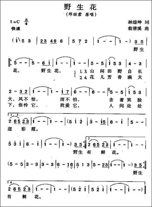 野生花-林煌坤词-翁清溪曲