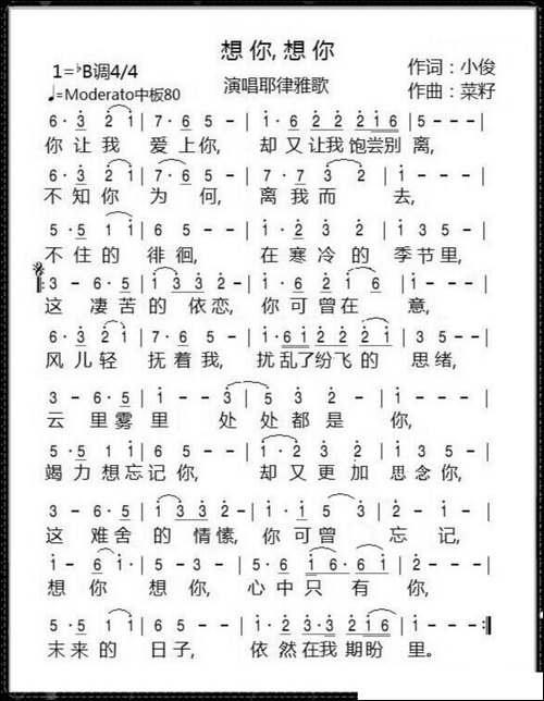 想你，想你-小俊词-菜籽曲