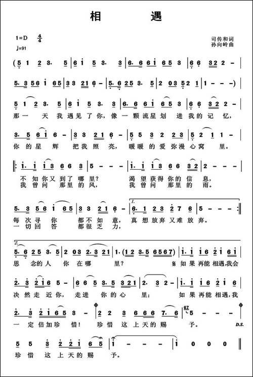 相遇-司传和词-孙向岭曲