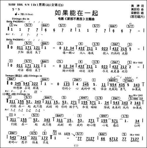 如果能在一起-电影《新郎不是我》主题曲、编配乐谱