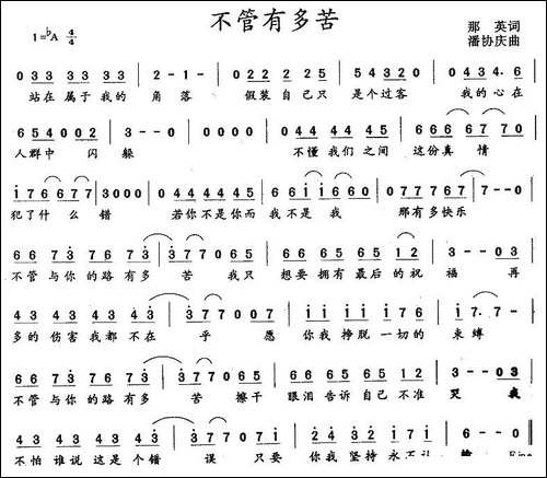 不管有多苦-那英词-潘协庆曲