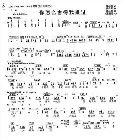 你怎么舍得我难过-编配乐谱
