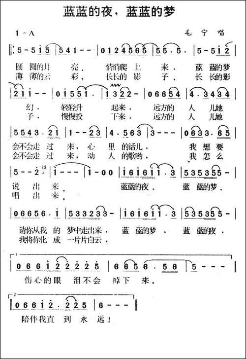 蓝蓝的夜，蓝蓝的梦-毛宁演唱