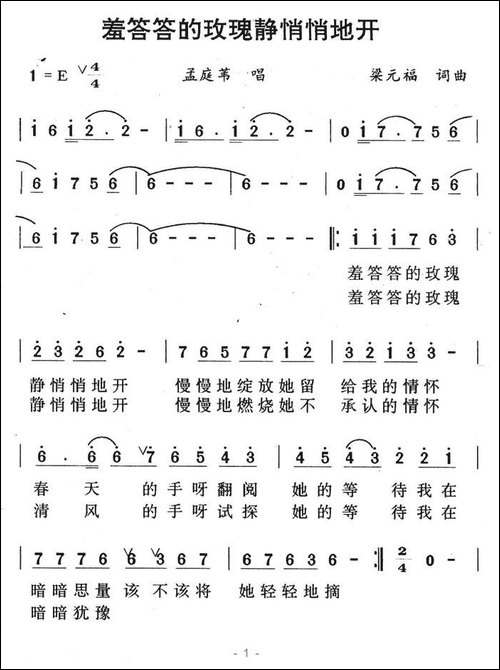 羞答答的玫瑰静悄悄的开