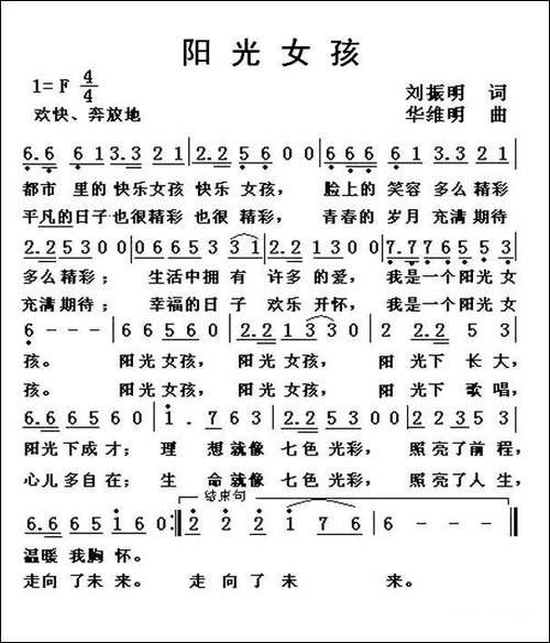 阳光女孩-刘振明词-华维明曲