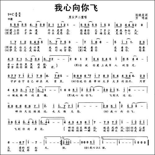 我心向你飞-阮晓星-词-方鸣曲