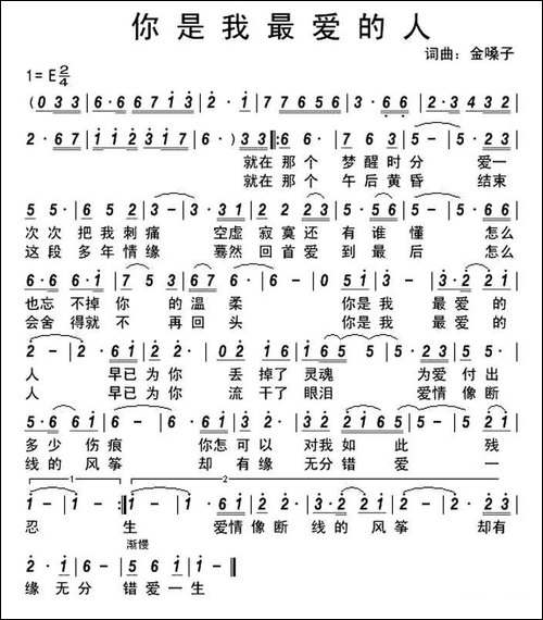 你是我最爱的人-金嗓子-词曲