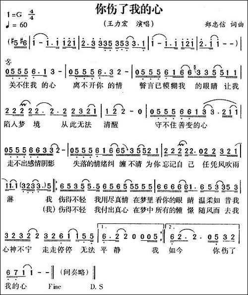 你伤了我的心