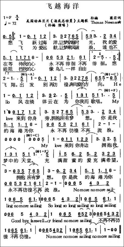 飞越海洋-美国动画片《海底总动员》主题歌