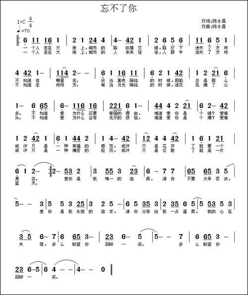 忘不了你-陈永昌词-陈永昌曲