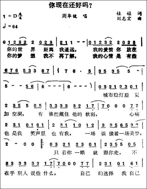 你现在还好吗-娃娃词-刘志宏曲