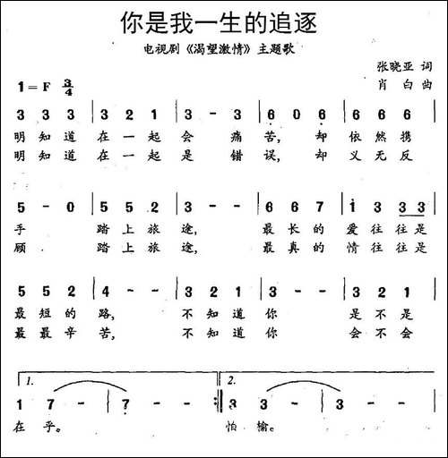 你是我一生的追逐-电视剧《渴望激情》主题歌