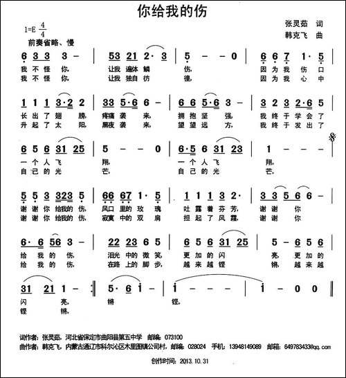 你给我的伤