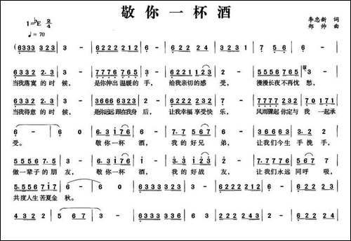 敬你一杯酒-李忠新词-郑帅曲