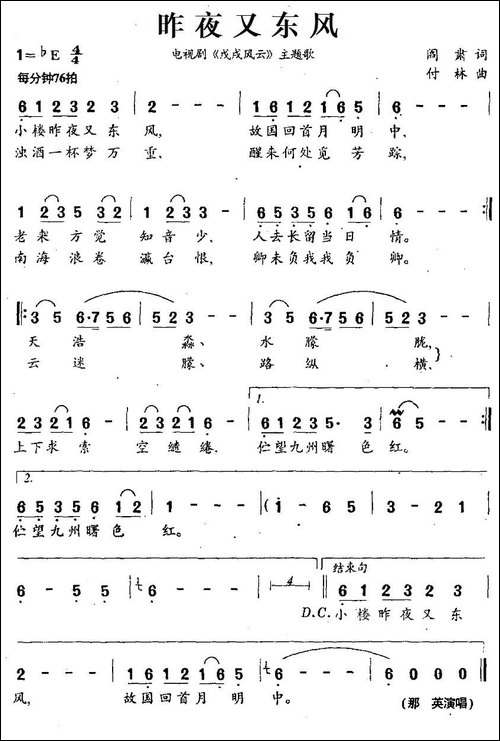 昨夜又东风-电视剧《戊戌风云》主题歌