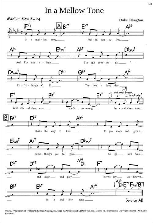 In-a-Mellow-Tone-带和弦五线谱