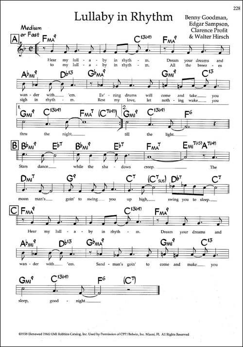 Lullaby-in-Rhythm-带和弦五线谱