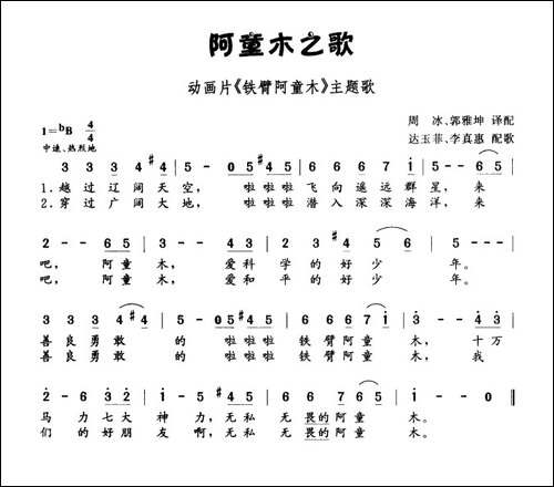 阿童木之歌-日本动画片《铁臂阿童木》主题歌