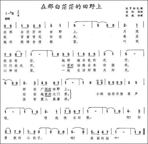 在那白茫茫的田野上-俄