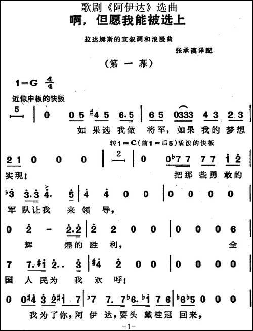 歌剧《阿伊达》选曲：啊，但愿我能被选上
