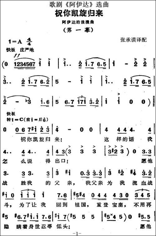 歌剧《阿伊达》选曲：祝你凯旋归来