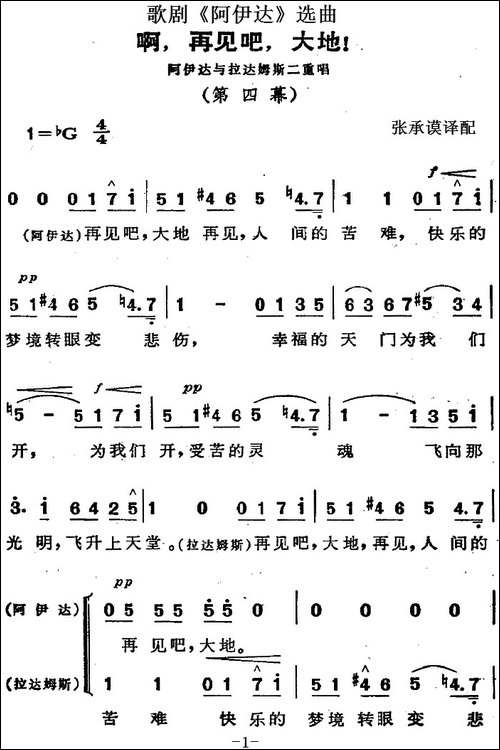 歌剧《阿伊达》选曲：啊，再见吧，大地！