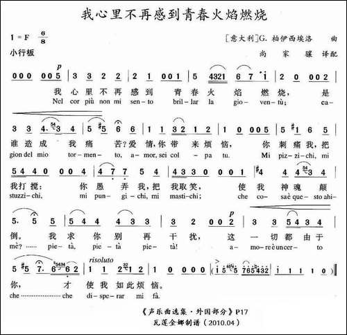 [意]我心里不再感到青春火焰燃烧-中外文对照版