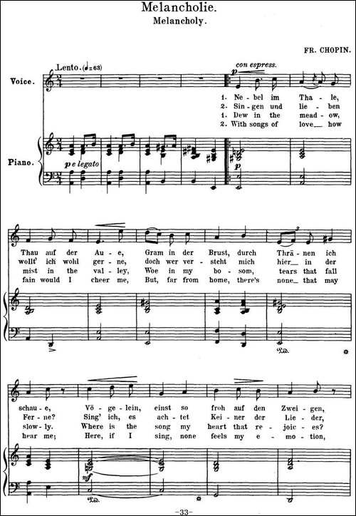 Chopin-17-Polish-Songs-Op.74，No.13-Melancholie.-Melancholy