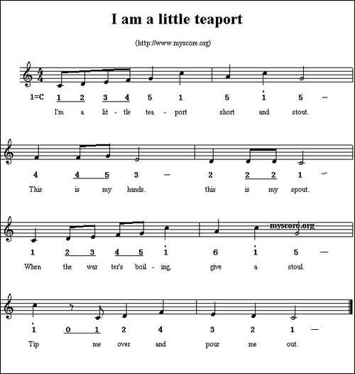 I-am-a-little-teaport-线简谱混排版、英文儿歌