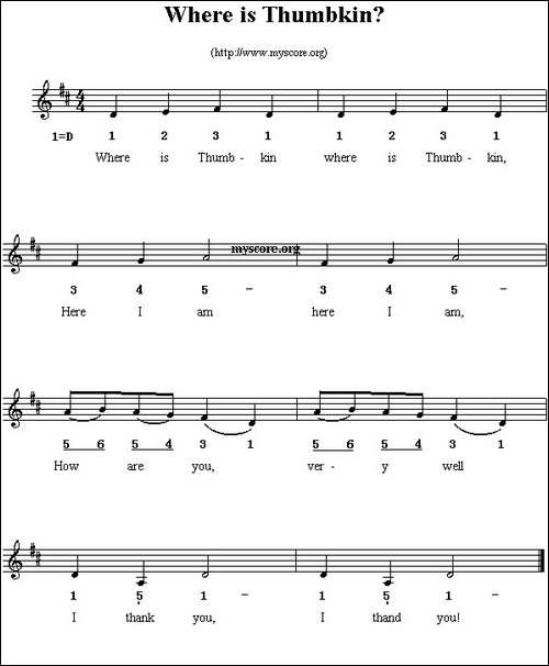 Where-is-Thumbkin-线简谱混排版、英文儿歌