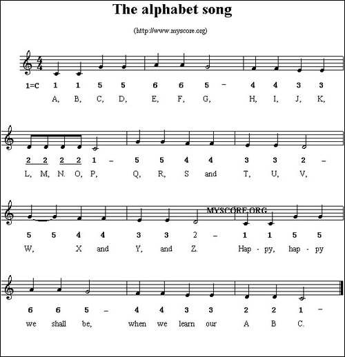 The-alphabet-song-线简谱混排版、英文儿歌