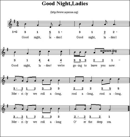 Good-night,ladies-线简谱混排版、英文儿歌